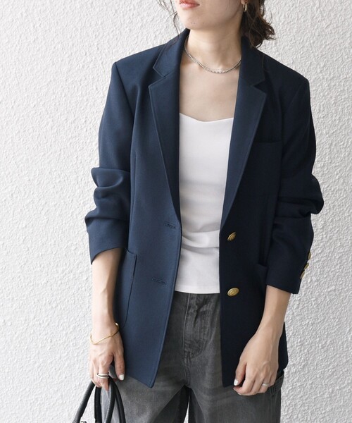 SHIPS any（シップス エニィ）の「SHIPS any:〈手洗い可能〉ウールライク シングル テーラード ジャケット ［NAVY BLUE］（テーラードジャケット・レディース・キャメル/ネイビー・36/38）」の17枚目の写真