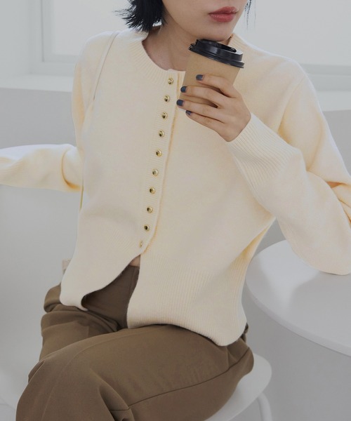 CHAN ME（チャンミ）の「【新色追加】ゴールドボタンカーディガン