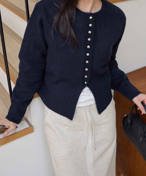 CHAN ME（チャンミ）の「【新色追加】ゴールドボタンカーディガン