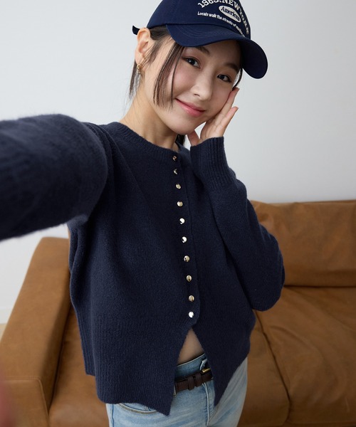 未使用 Sov. ソブ 23年製 ゴールドラメツイードカーディガン 金ボタン 金ボタン付ツイード調ニットカーディガン - ベルーナ【公式】