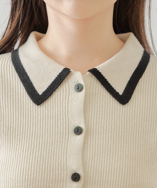 衿付きリブニット5分袖 衿付きリブニット5分袖 | JILL by JILL STUART（ジル バイ ジル