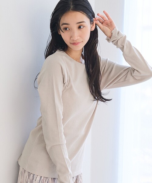 メロー袖 クルーネック ロングスリーブTシャツ（Tシャツ/カットソー