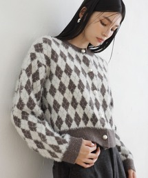 VIS | ミニアーガイル柄ビックパールボタンカーディガン(カーディガン/ボレロ)