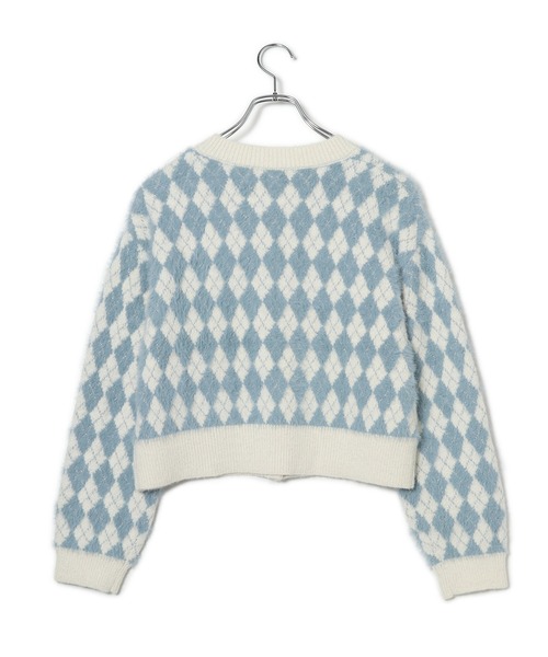 セール】ミニアーガイル柄ビックパールボタンカーディガン