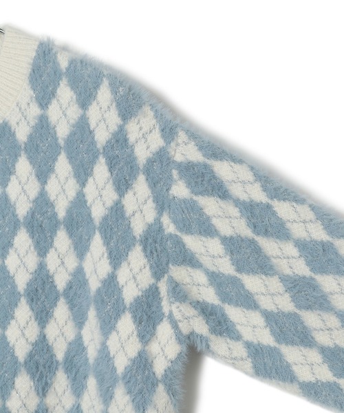 VIS（ビス）の「ミニアーガイル柄ビックパールボタンカーディガン（カーディガン/ボレロ・レディース・サックスブルー/ベージュ/スミクロ・FREE）」の13枚目の写真