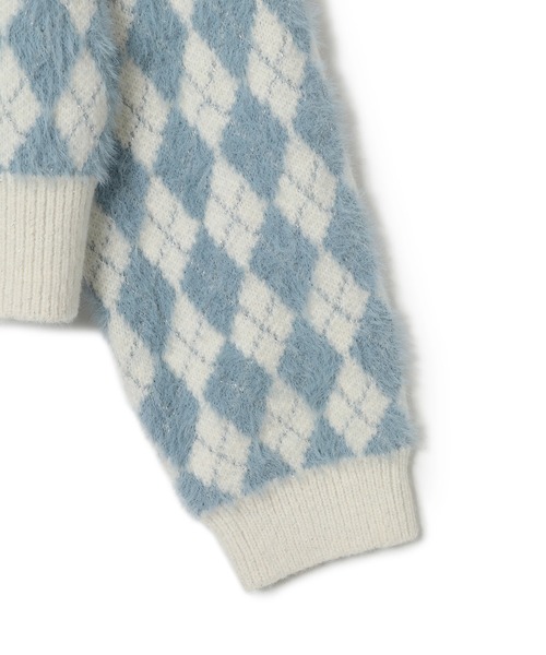 VIS（ビス）の「ミニアーガイル柄ビックパールボタンカーディガン（カーディガン/ボレロ・レディース・サックスブルー/ベージュ/スミクロ・FREE）」の14枚目の写真