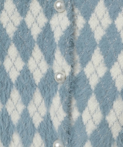 VIS（ビス）の「ミニアーガイル柄ビックパールボタンカーディガン（カーディガン/ボレロ・レディース・サックスブルー/ベージュ/スミクロ・FREE）」の16枚目の写真