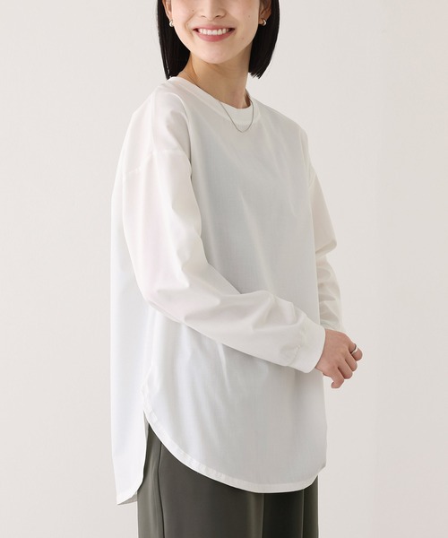 n'OrLABEL（ノアールレーベル）の「『シャツ生地クルーネックプルオーバー』（Tシャツ/カットソー・レディース・ブラック/チャコール/オフホワイト・2/1）」の8枚目の写真