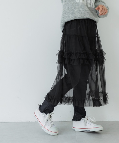 coca(coca)(コカ)の「キッズ 親子お揃い チュールティアードスカート(スカート・キッズ・ブラック・120/130/140/150)」の4枚目の写真