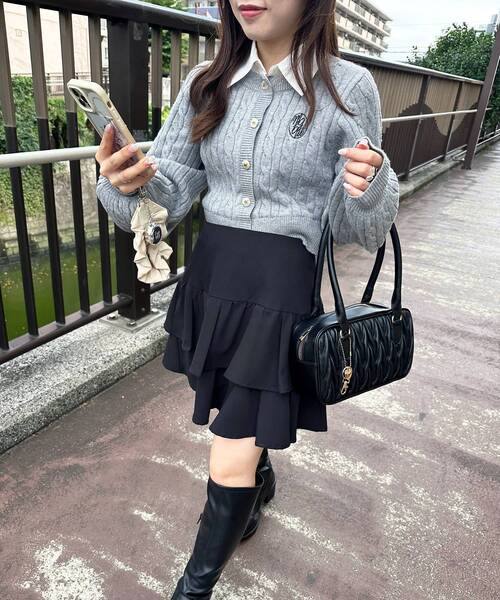 MAJESTIC LEGON(マジェスティックレゴン)の「シャツドッキングニット(ニット/セーター・レディース・レッド/アイボリー/グリーン/グレー/ブラウン系その他2/ネイビー・MEDIUM)」の3枚目の写真