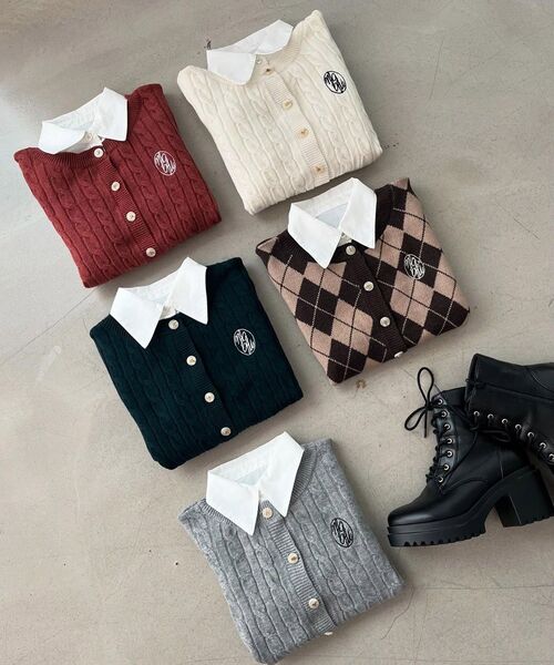 MAJESTIC LEGON(マジェスティックレゴン)の「シャツドッキングニット(ニット/セーター・レディース・レッド/アイボリー/グリーン/グレー/ブラウン系その他2/ネイビー・MEDIUM)」の6枚目の写真