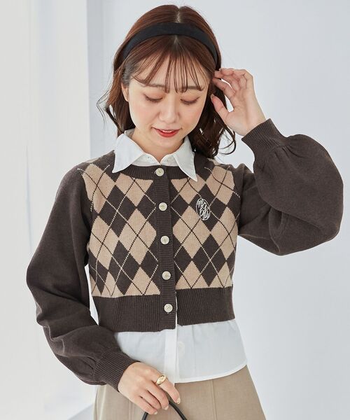 MAJESTIC LEGON(マジェスティックレゴン)の「シャツドッキングニット(ニット/セーター・レディース・レッド/アイボリー/グリーン/グレー/ブラウン系その他2/ネイビー・MEDIUM)」の4枚目の写真