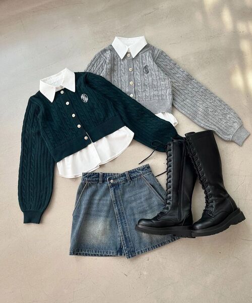 MAJESTIC LEGON(マジェスティックレゴン)の「シャツドッキングニット(ニット/セーター・レディース・レッド/アイボリー/グリーン/グレー/ブラウン系その他2/ネイビー・MEDIUM)」の20枚目の写真