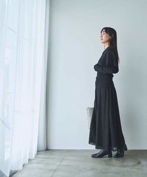 ニット セーター 「2セットアイテム」ケープ＆シアーリブニット レディース RONEL（ロネル）の「【2セットアイテム】ケープ&シアー