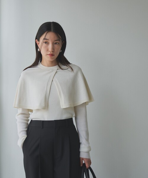 RONEL（ロネル）の「【2セットアイテム】ケープ&シアーリブニット（ニット/セーター・レディース・ブラック/ターコイズブルー/オフホワイト・FREE）」の21枚目の写真