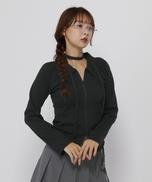 3.3 Field Trip （3.3フィールドトリップ）の「3.3 Field Trip／2WAYマフラーZIPロングスリーブ（Tシャツ/カットソー・レディース・ブラック/カーキ/チャコール・FREE）」の18枚目の写真