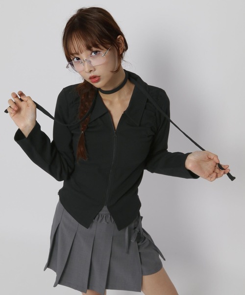 3.3 Field Trip （3.3フィールドトリップ）の「3.3 Field Trip／2WAYマフラーZIPロングスリーブ（Tシャツ/カットソー・レディース・ブラック/カーキ/チャコール・FREE）」の20枚目の写真