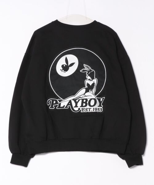 SEQUENZ(シークエンズ)の「【SEQUENZ/シークエンズ×PLAYBOY/プレイボーイ】バックワッペン 裏起毛 スウェットトレーナー(スウェット・メンズ・杢グレー/ブラック・X-LARGE/MEDIUM/LARGE)」の3枚目の写真