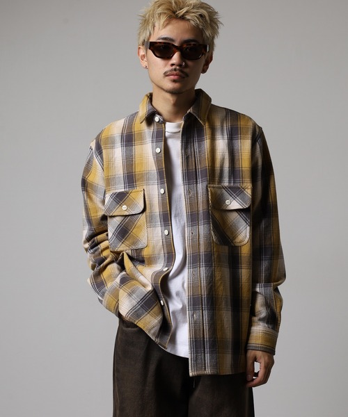 BIG MIKE(ビッグマイク)の「BIG MIKE Heavy flannel shirt ビックマイク チェック ヘビーフランネルシャツ(シャツ/ブラウス・メンズ・サックスブルー/ブラック/ホワイト系その他/ブラック×ホワイト/ブラウン/グリーン/ネイビー/イエロー/オフホワイト/レッド/ベージュ/ブルー/レッド系その他/ブラック×グレー/ミント/ホワイト系その他2/ブラック系その他/イエロー×グレー/ブラック系その他2・XXL/XL/L/M/2XL)」の17枚目の写真