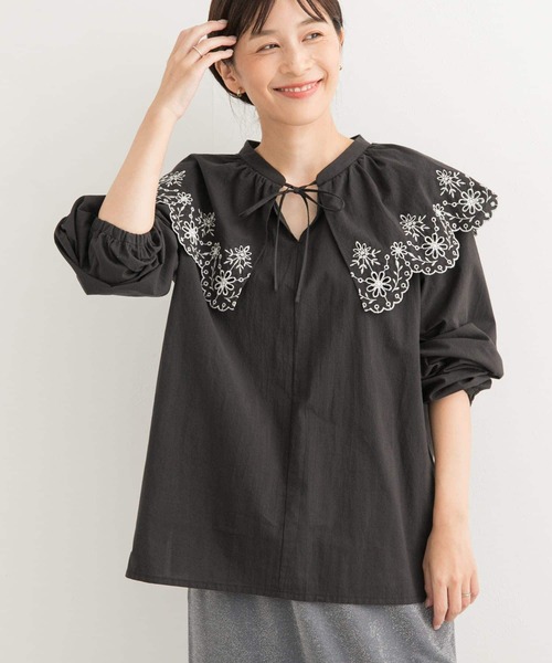 URBAN RESEARCH DOORS（アーバンリサーチドアーズ）の「レース刺繍ラッフルブラウス（シャツ/ブラウス・レディース・ブラック/オフホワイト・MEDIUM）」の9枚目の写真
