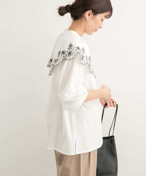 URBAN RESEARCH DOORS（アーバンリサーチドアーズ）の「レース刺繍ラッフルブラウス（シャツ/ブラウス・レディース・ブラック/オフホワイト・MEDIUM）」の15枚目の写真