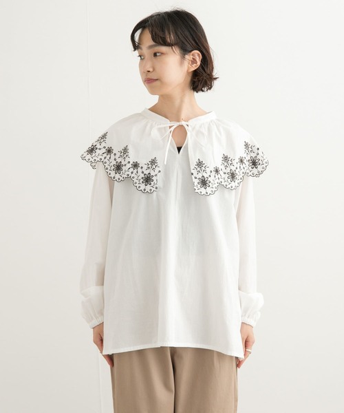 URBAN RESEARCH DOORS（アーバンリサーチドアーズ）の「レース刺繍ラッフルブラウス（シャツ/ブラウス・レディース・ブラック/オフホワイト・MEDIUM）」の18枚目の写真