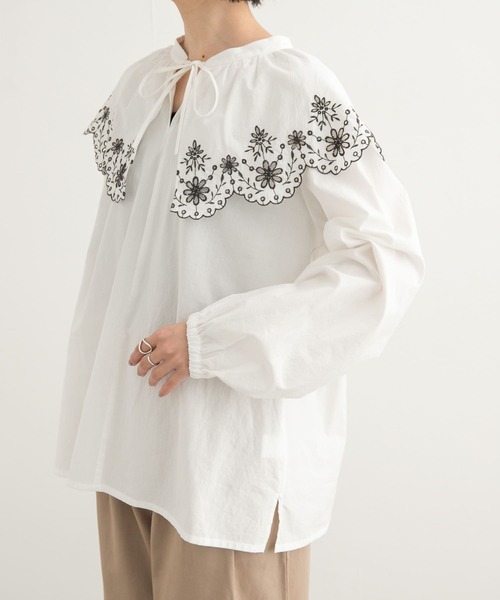 URBAN RESEARCH DOORS（アーバンリサーチドアーズ）の「レース刺繍ラッフルブラウス（シャツ/ブラウス・レディース・ブラック/オフホワイト・MEDIUM）」の21枚目の写真