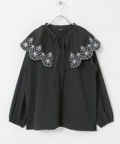 URBAN RESEARCH DOORS（アーバンリサーチドアーズ）の「レース刺繍ラッフルブラウス（シャツ/ブラウス・レディース・ブラック/オフホワイト・MEDIUM）」の22枚目の写真