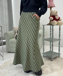 Aラインチェックロングスカート / A-line checked long skirt