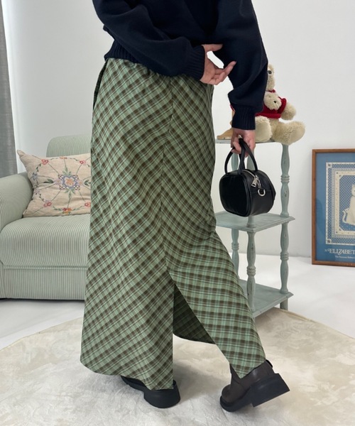 Birthday room(バースデイルーム)の「Aラインチェックロングスカート / A-line checked long skirt(スカート・レディース・ネイビー/ブラック/ブラウン・FREE)」の8枚目の写真