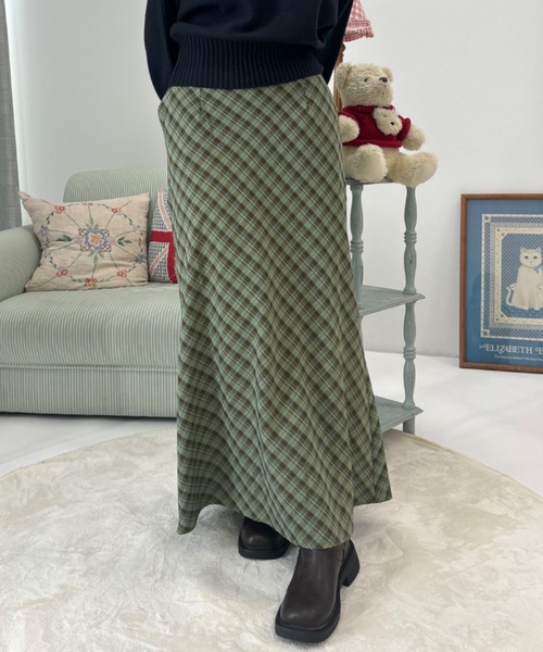 Birthday room(バースデイルーム)の「Aラインチェックロングスカート / A-line checked long skirt(スカート・レディース・ネイビー/ブラック/ブラウン・FREE)」の19枚目の写真