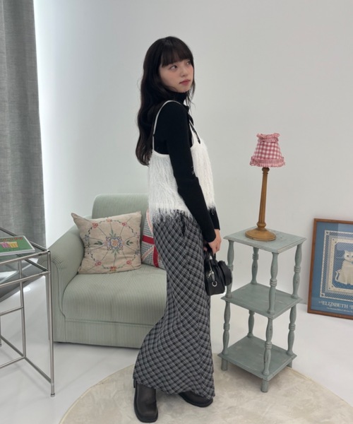 Birthday room(バースデイルーム)の「Aラインチェックロングスカート / A-line checked long skirt(スカート・レディース・ネイビー/ブラック/ブラウン・FREE)」の18枚目の写真