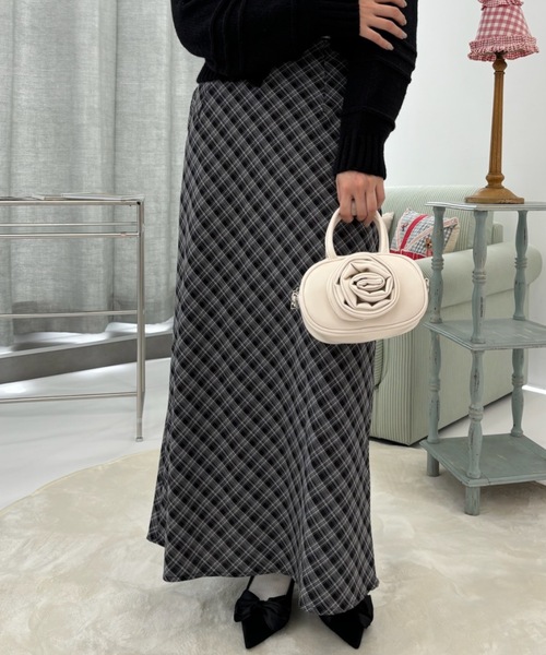 Birthday room(バースデイルーム)の「Aラインチェックロングスカート / A-line checked long skirt(スカート・レディース・ネイビー/ブラック/ブラウン・FREE)」の14枚目の写真