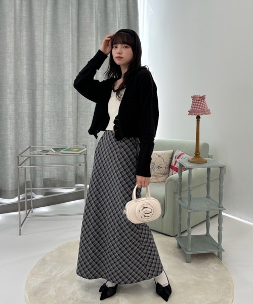 Birthday room(バースデイルーム)の「Aラインチェックロングスカート / A-line checked long skirt(スカート・レディース・ネイビー/ブラック/ブラウン・FREE)」の6枚目の写真
