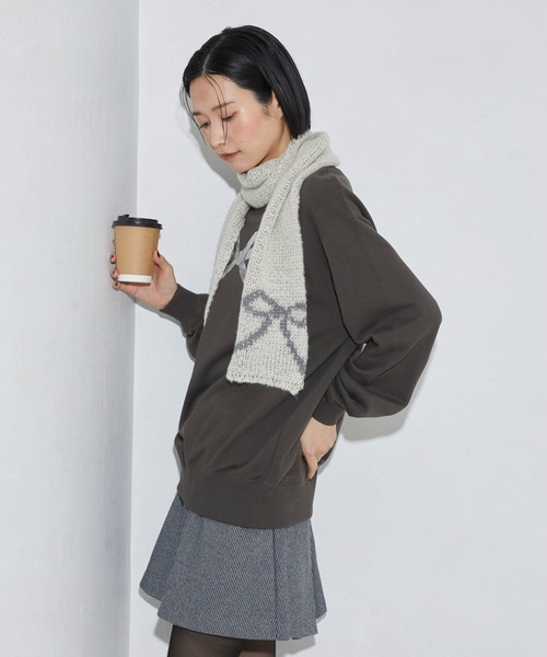 Firsthand(ファーストハンド)の「Firsthand/ファーストハンド オーガニックコットン箔リボンプリントスウェット(スウェット・レディース・チャコールグレー/ネイビー/オートミール・FREE)」の8枚目の写真