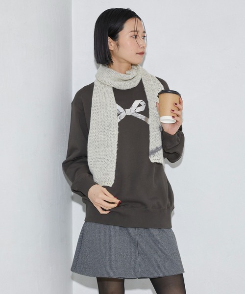 Firsthand(ファーストハンド)の「Firsthand/ファーストハンド オーガニックコットン箔リボンプリントスウェット(スウェット・レディース・チャコールグレー/ネイビー/オートミール・FREE)」の10枚目の写真