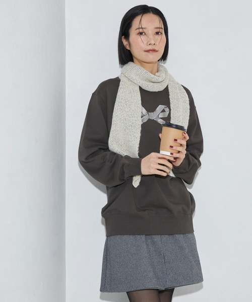 Firsthand(ファーストハンド)の「Firsthand/ファーストハンド オーガニックコットン箔リボンプリントスウェット(スウェット・レディース・チャコールグレー/ネイビー/オートミール・FREE)」の11枚目の写真