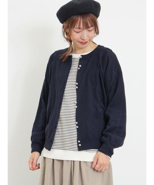 Samansa Mos2(サマンサ モスモス)の「【アンチピリング/マシンウォッシャブル】パフ袖カーディガン(カーディガン/ボレロ・レディース・レッド/イエロー/キナリ/ネイビー・F)」の3枚目の写真