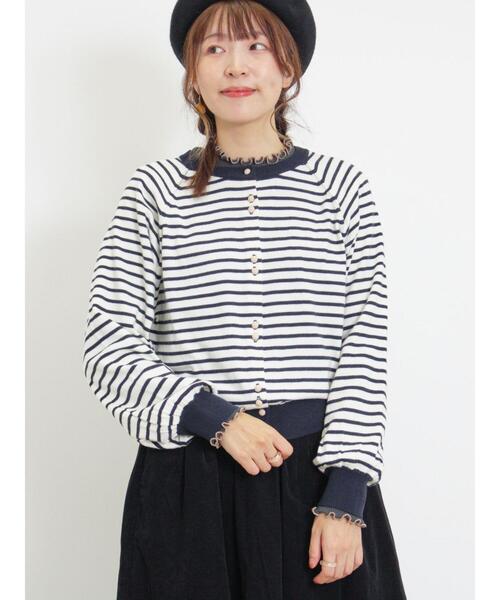 Samansa Mos2(サマンサ モスモス)の「【アンチピリング/マシンウォッシャブル】パフ袖カーディガン(カーディガン/ボレロ・レディース・レッド/イエロー/キナリ/ネイビー・F)」の2枚目の写真