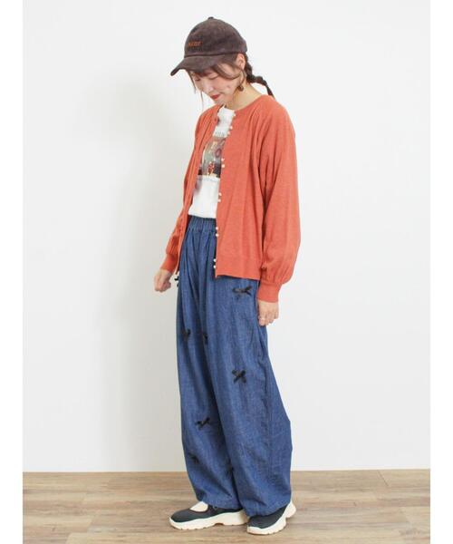 Samansa Mos2(サマンサ モスモス)の「【アンチピリング/マシンウォッシャブル】パフ袖カーディガン(カーディガン/ボレロ・レディース・レッド/イエロー/キナリ/ネイビー・F)」の11枚目の写真