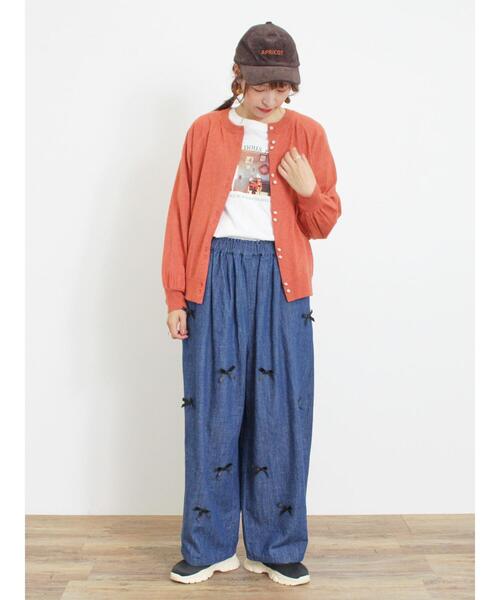 Samansa Mos2(サマンサ モスモス)の「【アンチピリング/マシンウォッシャブル】パフ袖カーディガン(カーディガン/ボレロ・レディース・レッド/イエロー/キナリ/ネイビー・F)」の12枚目の写真