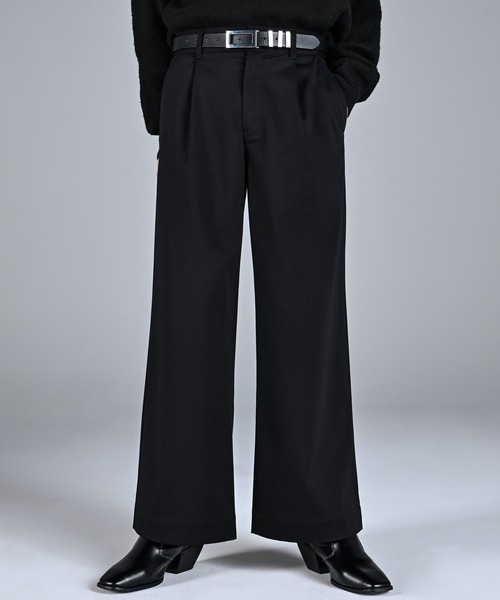 セール】TR w cloth basic wide straight pants / TRダブルクロス