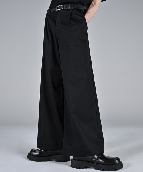 TR w cloth basic wide straight pants / TRダブルクロスベーシック