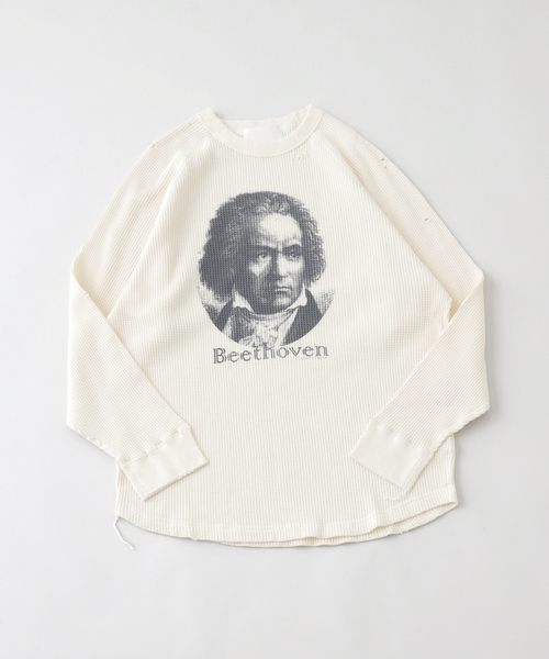 THRIFTY LOOK(スリフティールック)の「THRIFTY LOOK/スリフティールック Beethoven L/S Waffle(Tシャツ/カットソー・メンズ・ホワイト/グリーン・MEDIUM/LARGE)」の2枚目の写真