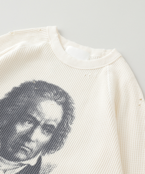 THRIFTY LOOK(スリフティールック)の「THRIFTY LOOK/スリフティールック Beethoven L/S Waffle(Tシャツ/カットソー・メンズ・ホワイト/グリーン・MEDIUM/LARGE)」の4枚目の写真