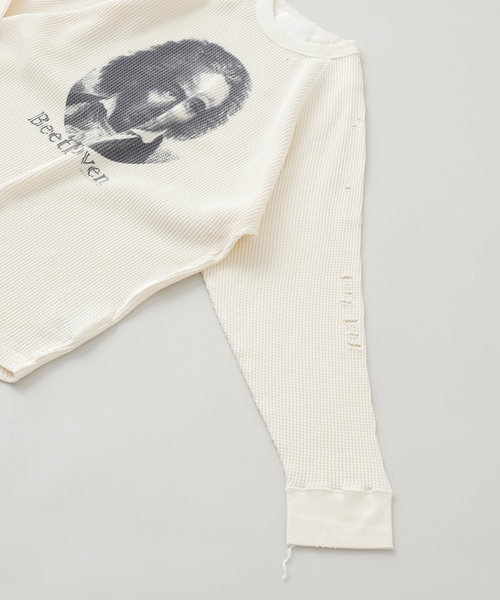 THRIFTY LOOK(スリフティールック)の「THRIFTY LOOK/スリフティールック Beethoven L/S Waffle(Tシャツ/カットソー・メンズ・ホワイト/グリーン・MEDIUM/LARGE)」の5枚目の写真