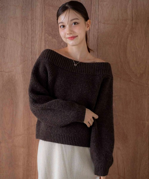 NOELA(ノエラ)の「2WAYオフショルニット(ニット/セーター・レディース・ブラウン/ベージュ/オフホワイト・フリー)」の3枚目の写真