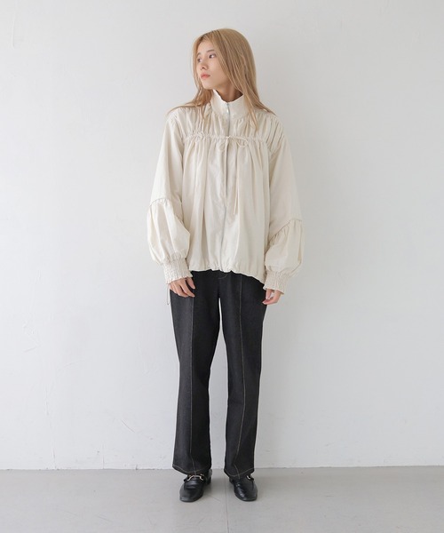 CLEIO（クレイオ）の「【CLEIO】コットンナイロンバルーンブルゾン/トラックジャケット/COTTON NYLON BALLOON BLOUSON/922-12623（ブルゾン・レディース・ブラック/アイボリー・FREE）」の11枚目の写真