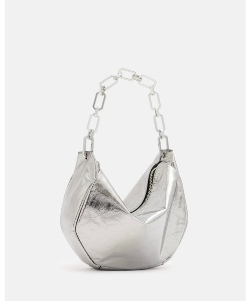 ALLSAINTS（オールセインツ）の「MADEA MINI CHAIN STRAP LEATHER BAG | MADEA ミニ チェーン ストラップ レザー バッグ（ショルダーバッグ・レディース・ガンメタ・ONE SIZE）」の5枚目の写真