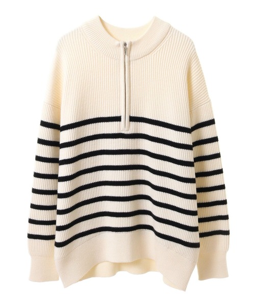 AMERICAN HOLIC（アメリカンホリック）の「バイパチ片畦ハーフZIPニットプルオーバー（ニット/セーター・レディース・ブラック系その他4/ホワイト系その他4・M/L）」の15枚目の写真
